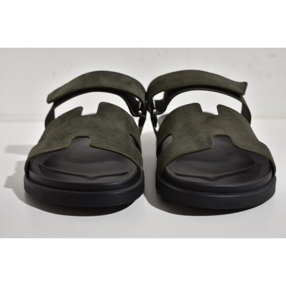 Hermes Chypre Sandal Vert Foret Green Black H Logo Slide Slip On Flop Flat 44 11 - Picture 5 of 12